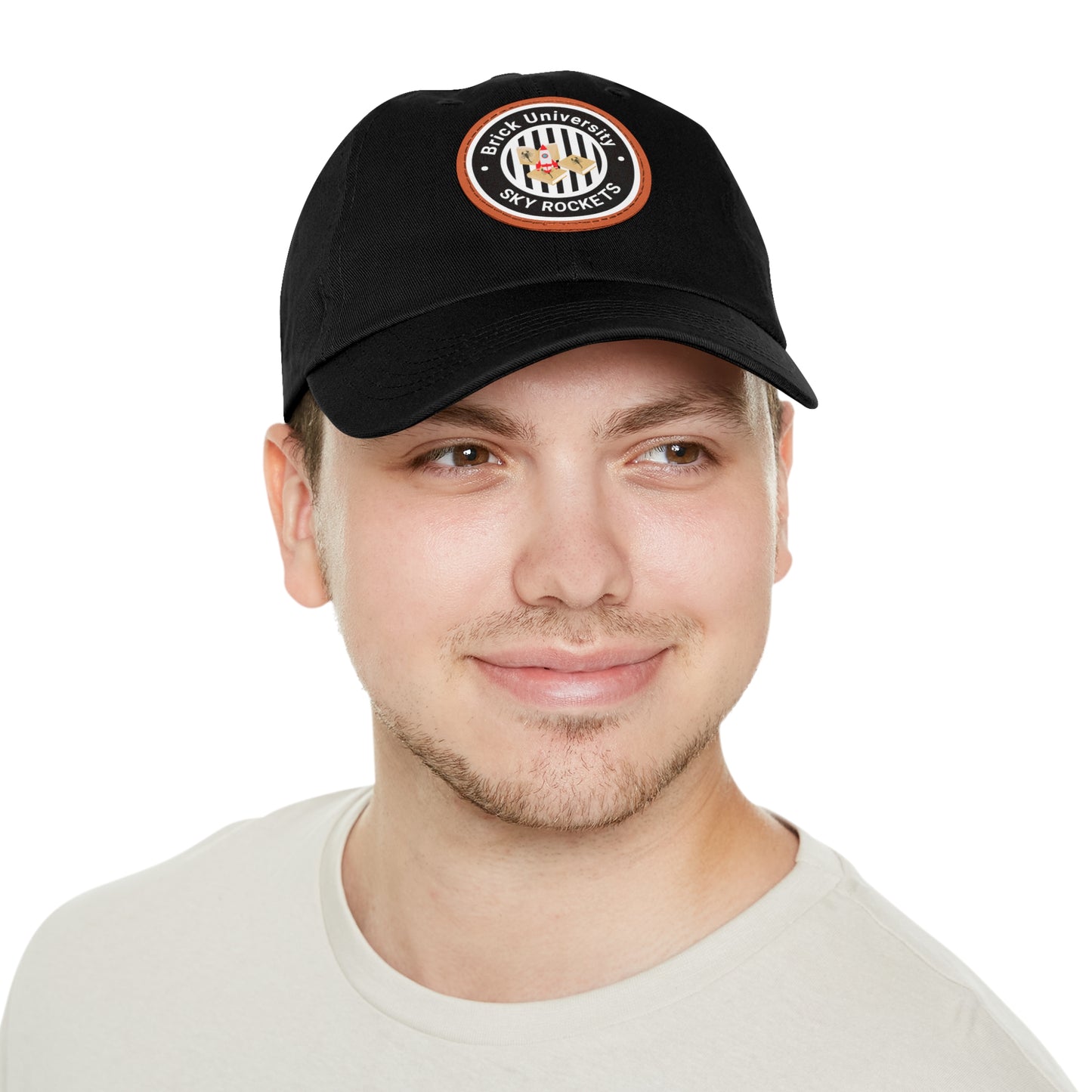 Brick University (Black Design) - Hat with Leather Patch (Round)