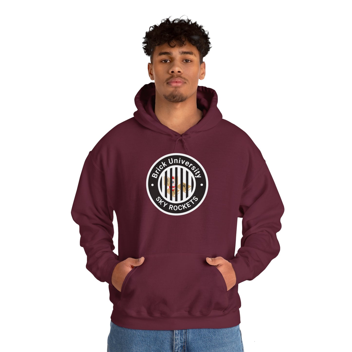 Brick University (Black Design Behind Bars) - Unisex Heavy Blend™ Hooded Sweatshirt