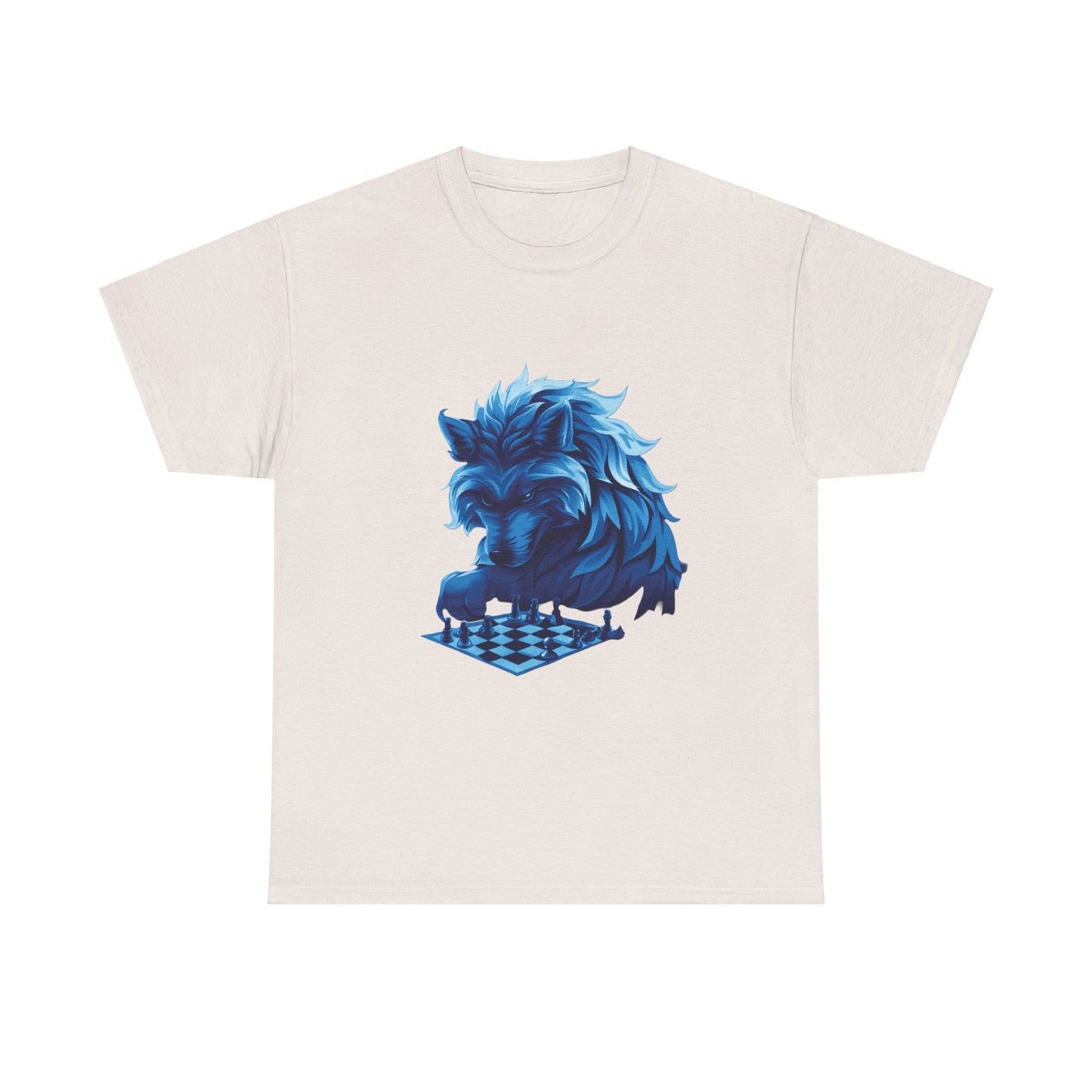 Wolf Playing Chess (Blue Team) - Unisex Heavy Cotton Tee