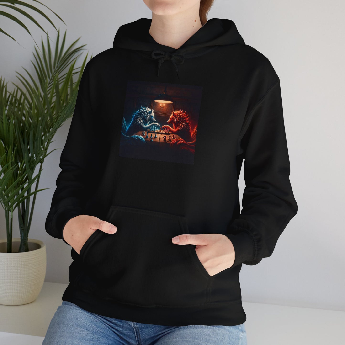 Wolves Playing Chess - Unisex Heavy Blend™ Hooded Sweatshirt