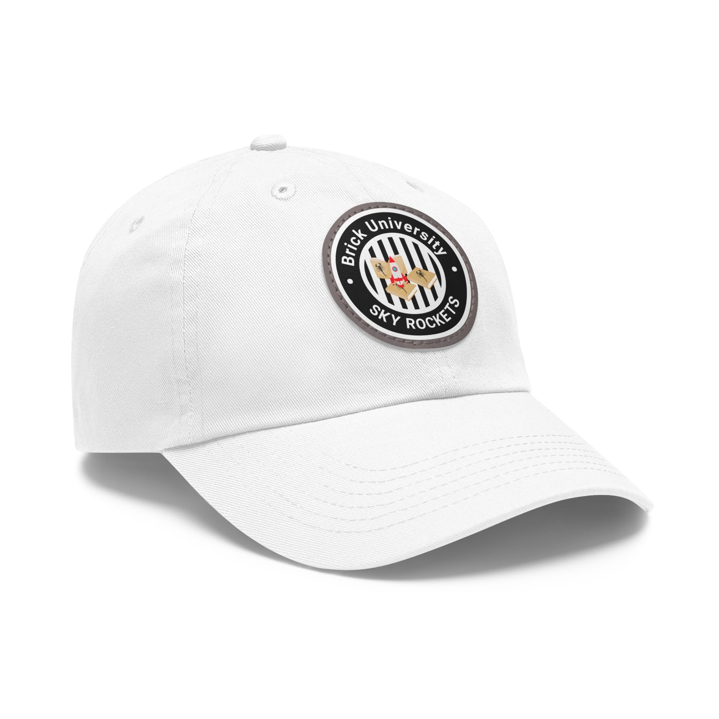 Brick University (Black Design) - Hat with Leather Patch (Round)