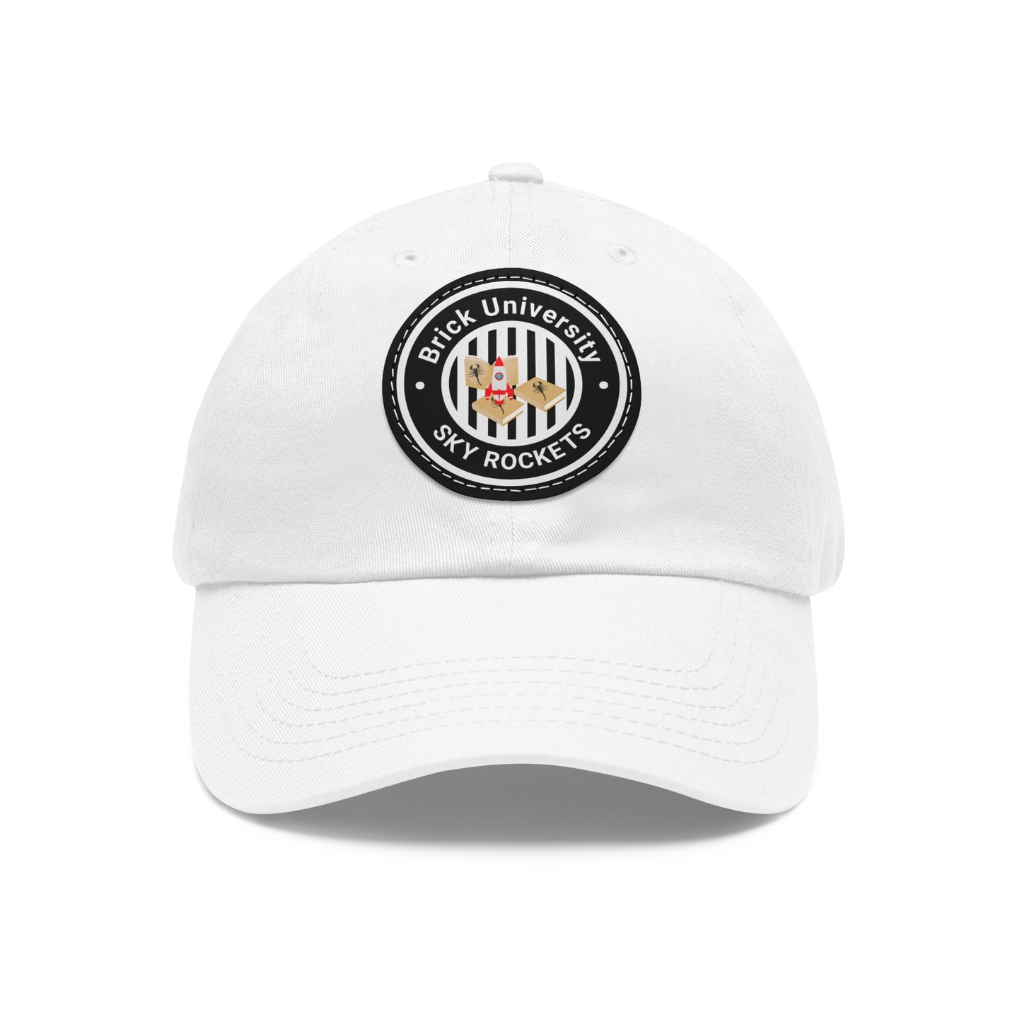 Brick University (Black Design) - Hat with Leather Patch (Round)