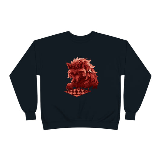 Wolf Playing Chess (RedTeam) - Unisex EcoSmart® Crewneck Sweatshirt