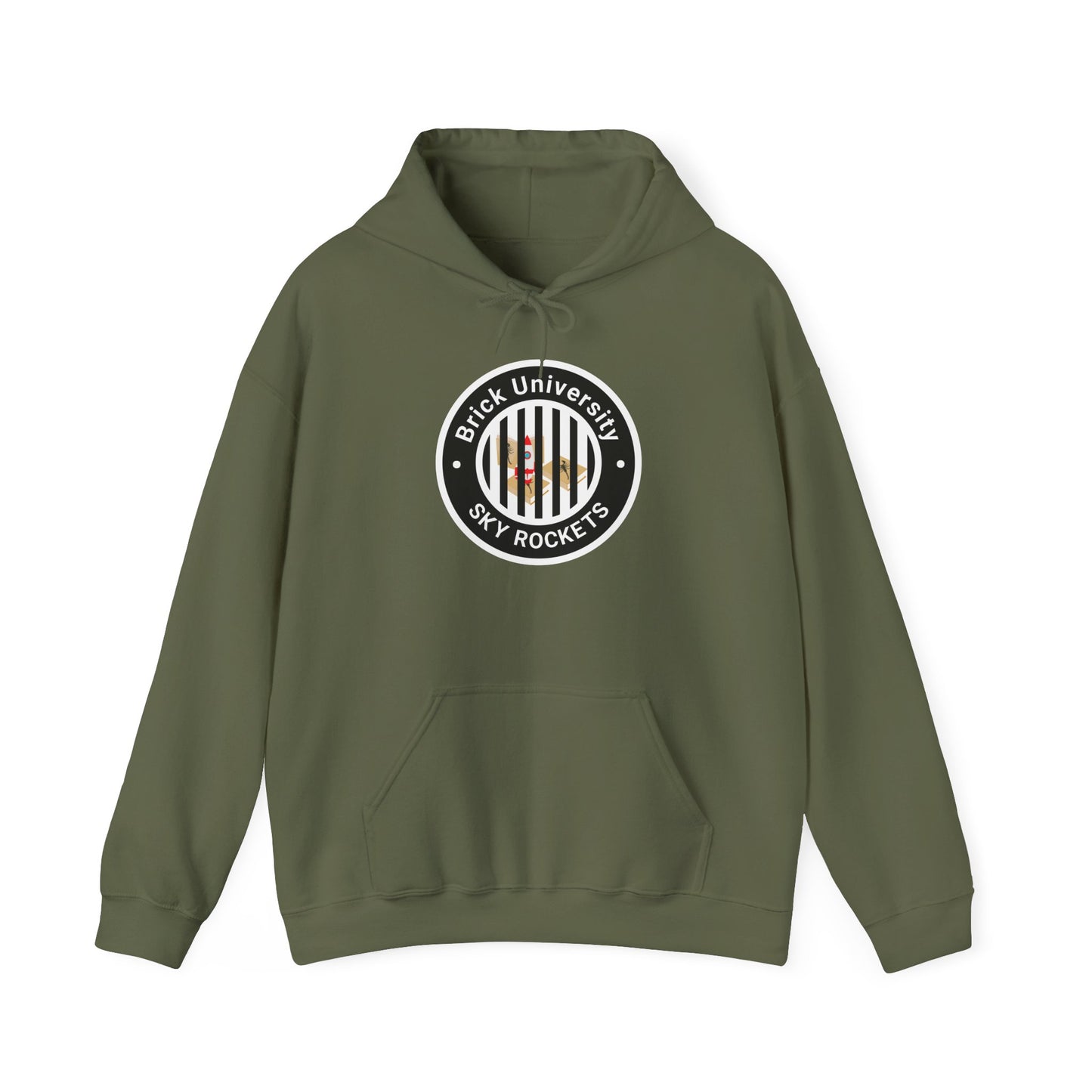 Brick University (Black Design Behind Bars) - Unisex Heavy Blend™ Hooded Sweatshirt