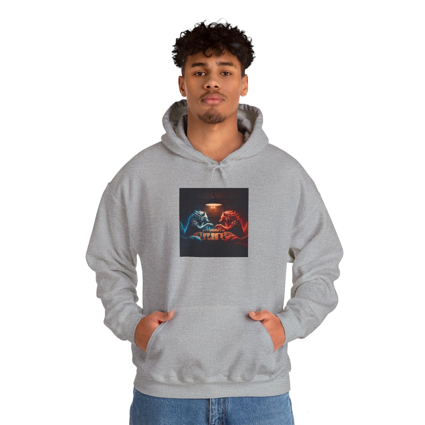 Wolves Playing Chess - Unisex Heavy Blend™ Hooded Sweatshirt