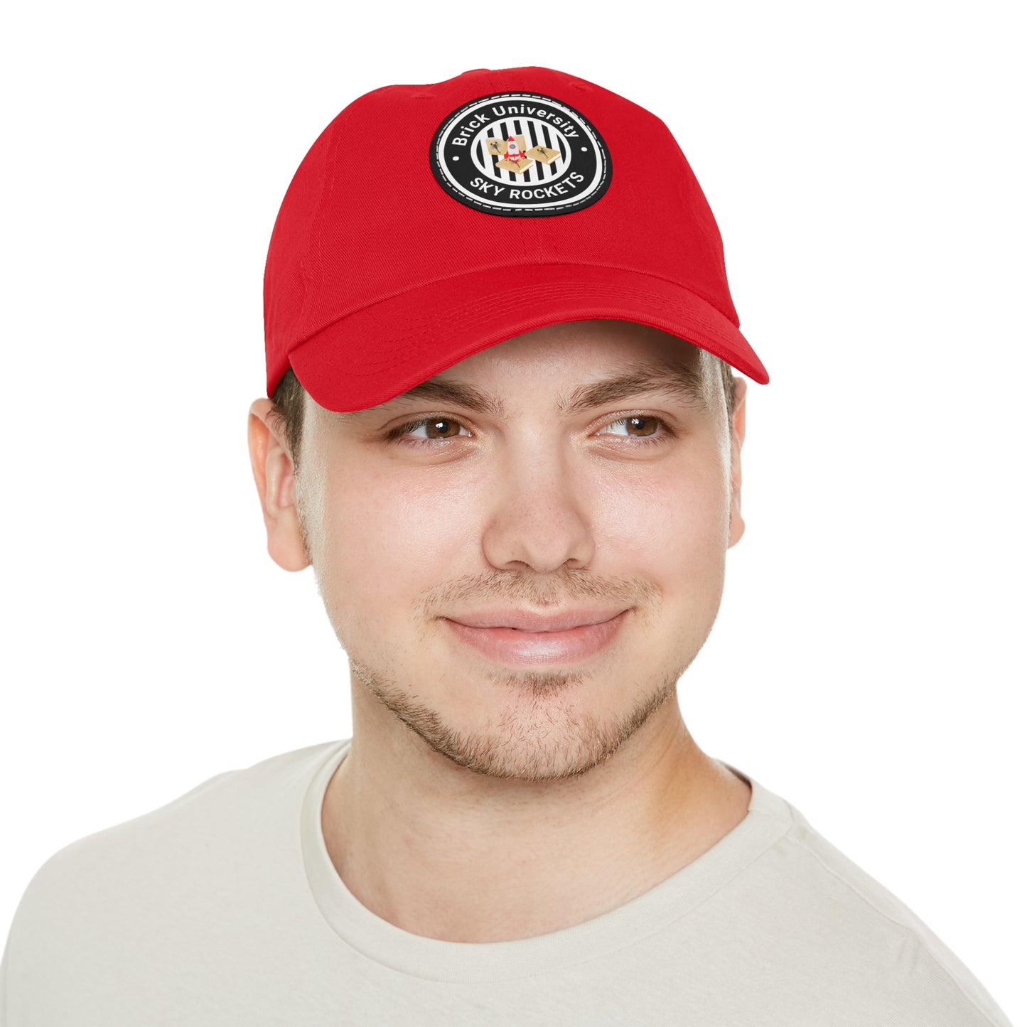 Brick University (Black Design) - Hat with Leather Patch (Round)