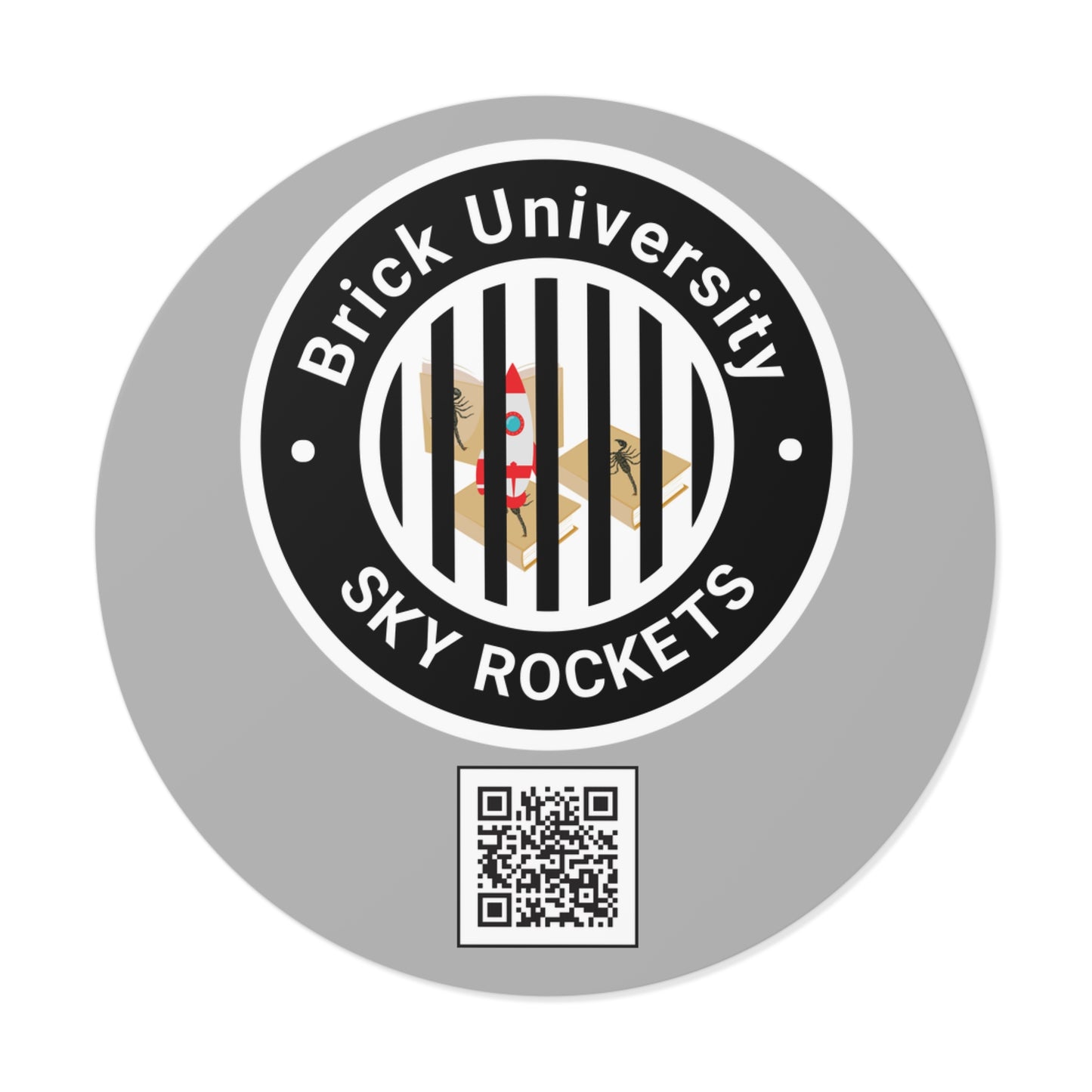 Brick University (Black Design Behind Bars) Round Vinyl Stickers