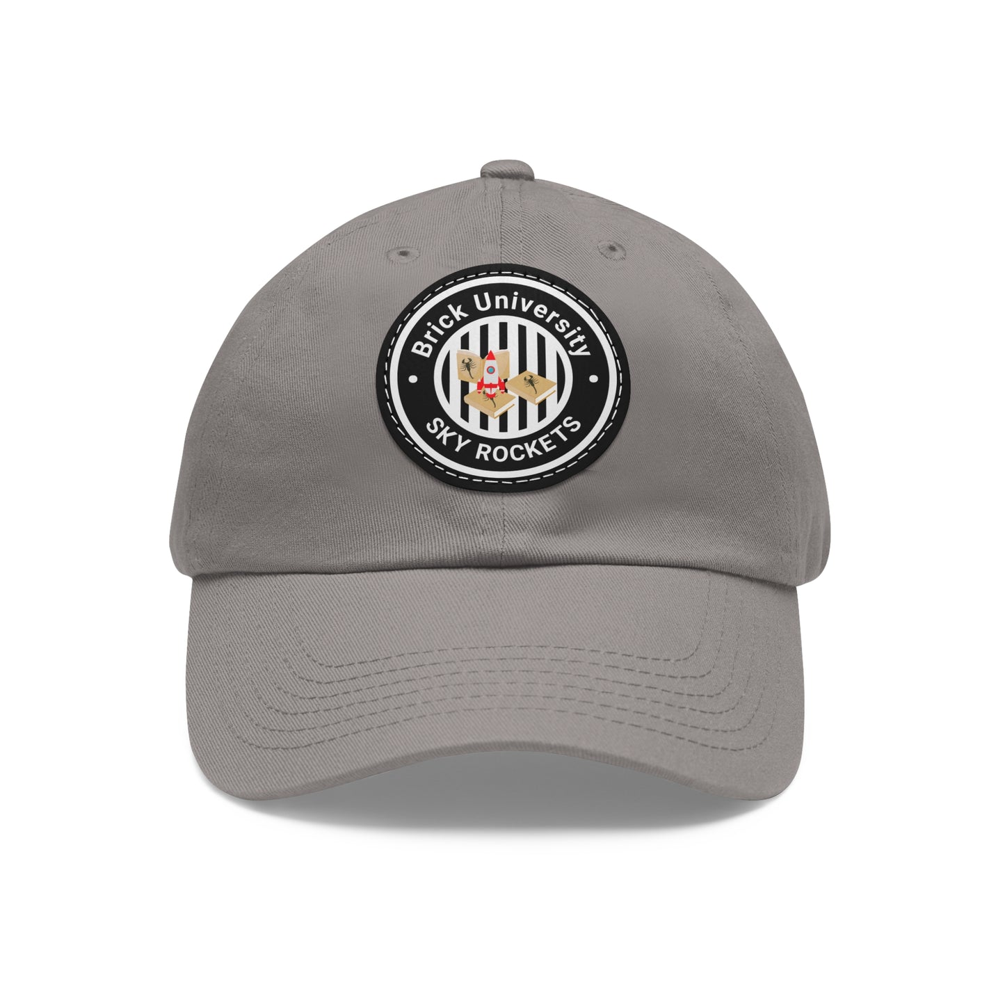 Brick University (Black Design) - Hat with Leather Patch (Round)