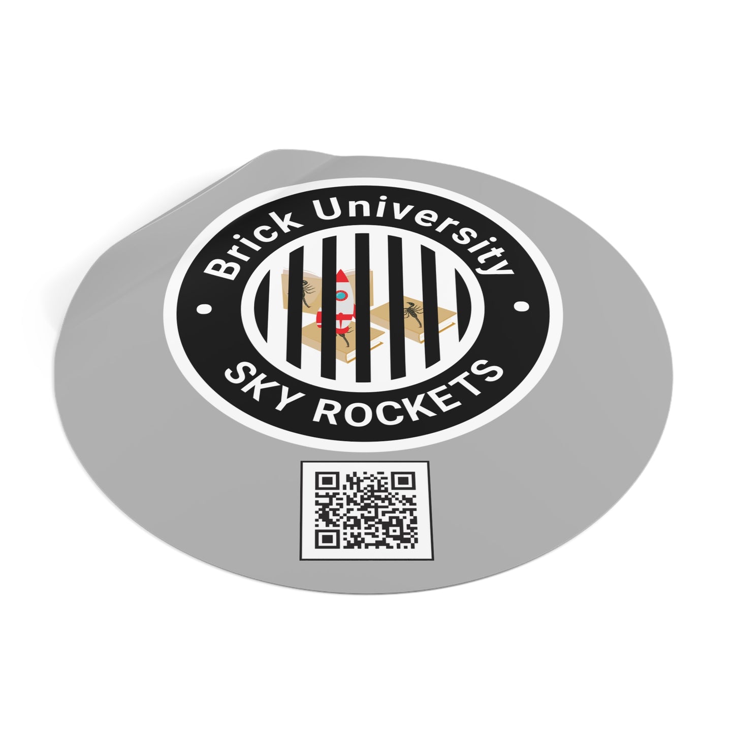 Brick University (Black Design Behind Bars) Round Vinyl Stickers