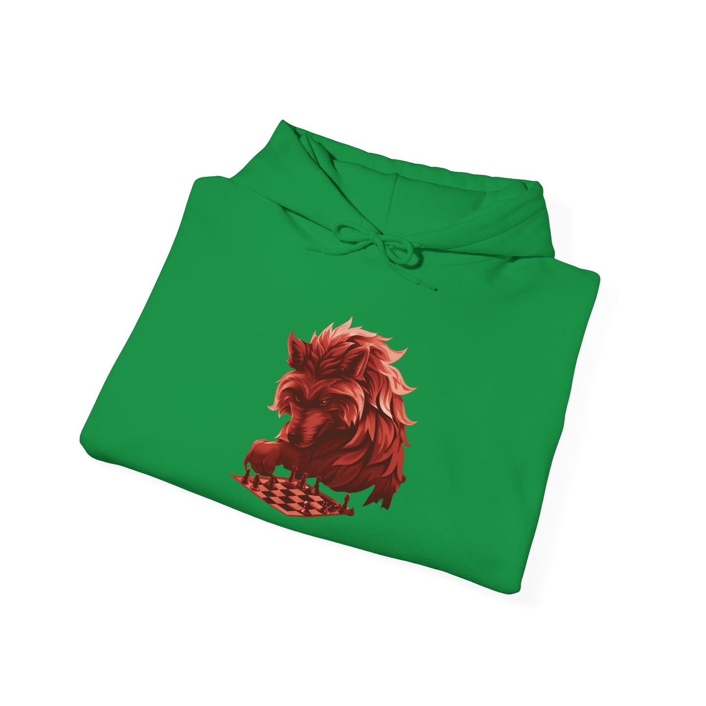 Wolf Playing Chess (Red Team) - Unisex Heavy Blend™ Hooded Sweatshirt