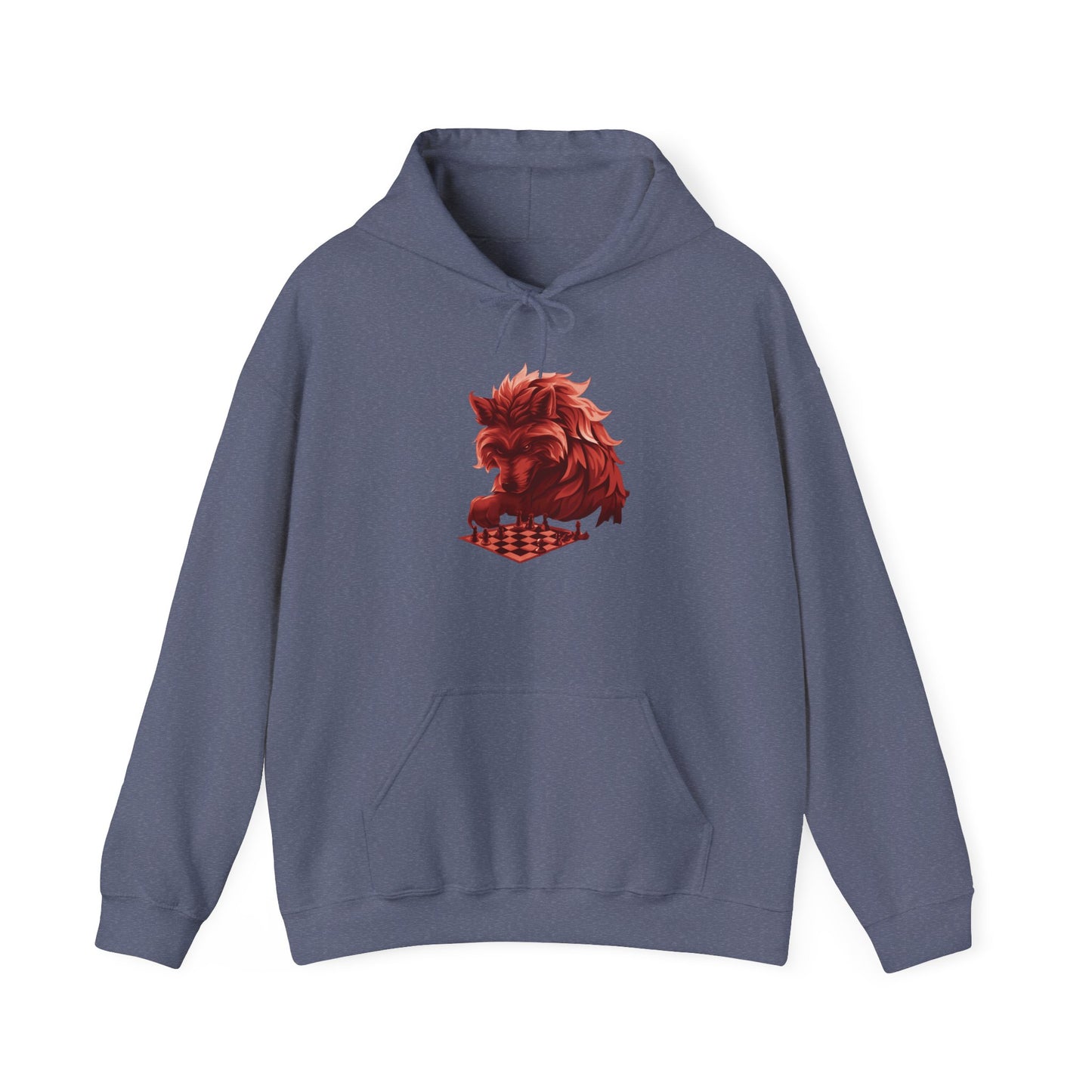 Wolf Playing Chess (Red Team) - Unisex Heavy Blend™ Hooded Sweatshirt