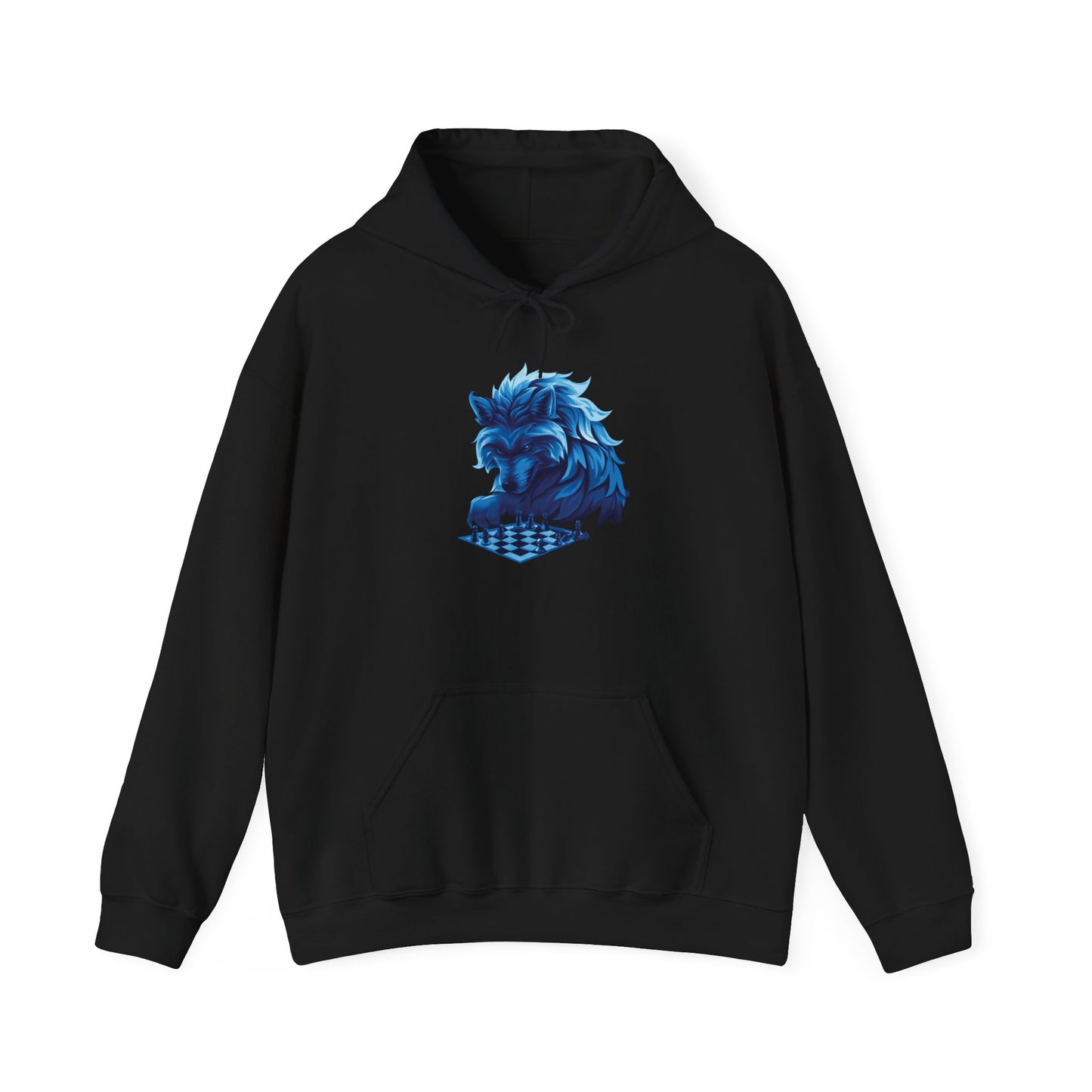 Wolf Playing Chess (Blue Team) - Unisex Heavy Blend™ Hooded Sweatshirt