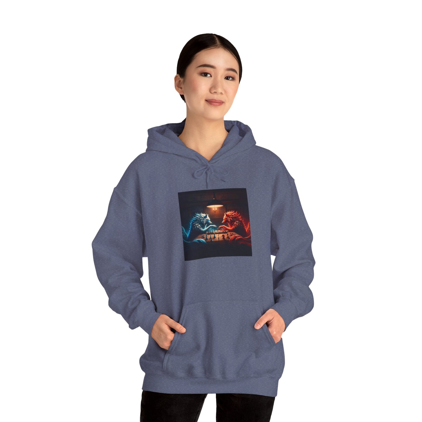 Wolves Playing Chess - Unisex Heavy Blend™ Hooded Sweatshirt