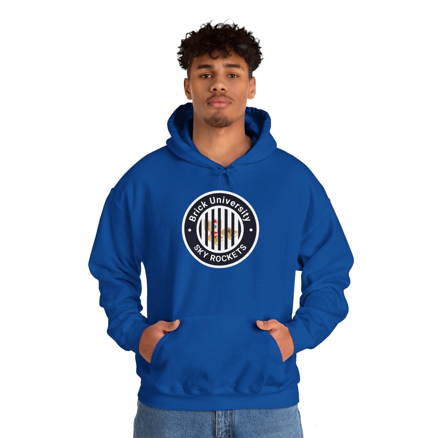 Brick University (Black Design Behind Bars) - Unisex Heavy Blend™ Hooded Sweatshirt