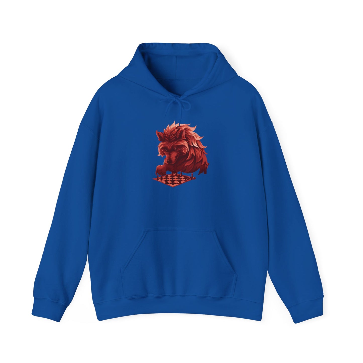 Wolf Playing Chess (Red Team) - Unisex Heavy Blend™ Hooded Sweatshirt