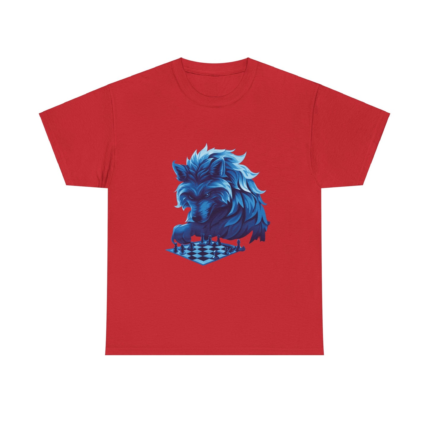 Wolf Playing Chess (Blue Team) - Unisex Heavy Cotton Tee