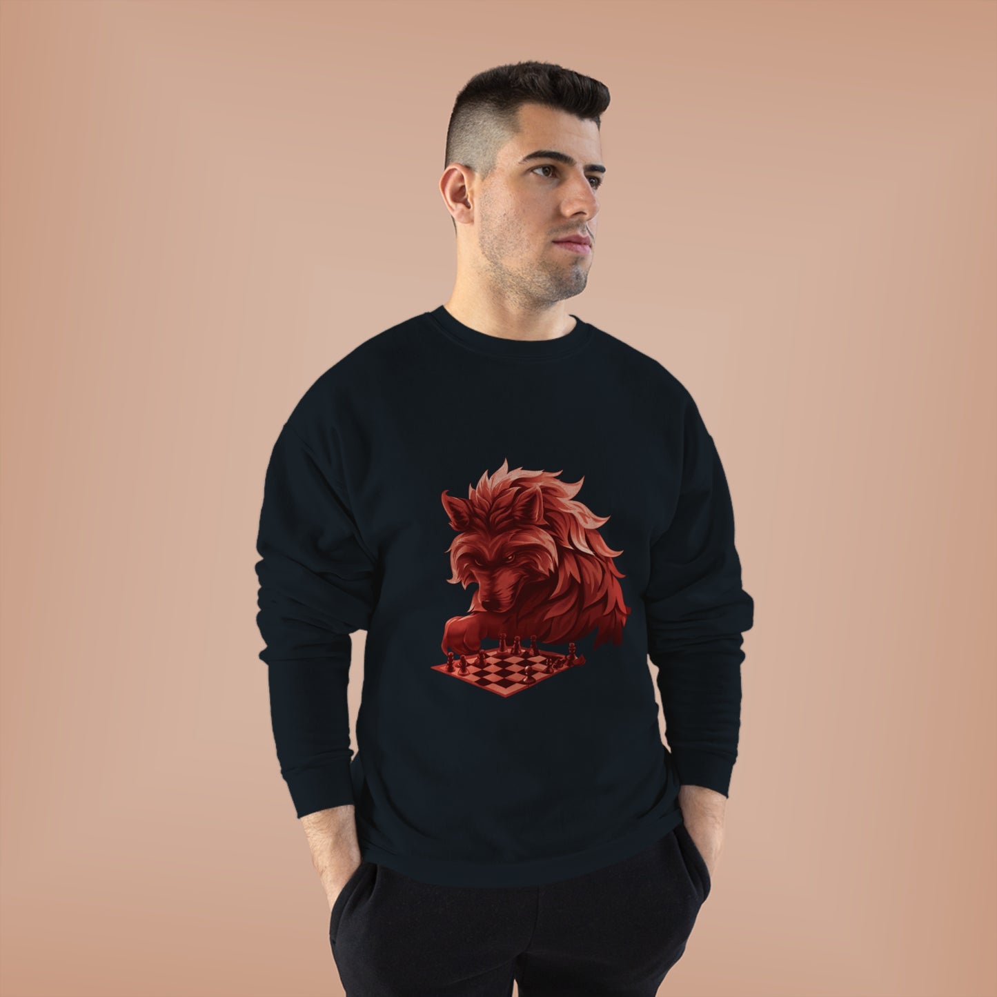 Wolf Playing Chess (RedTeam) - Unisex EcoSmart® Crewneck Sweatshirt