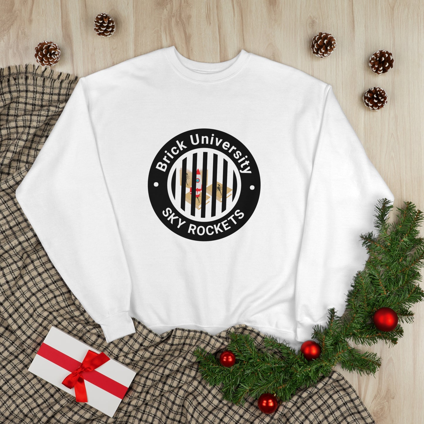 Brick University (Black Design Behind Bars) - Unisex EcoSmart® Crewneck Sweatshirt