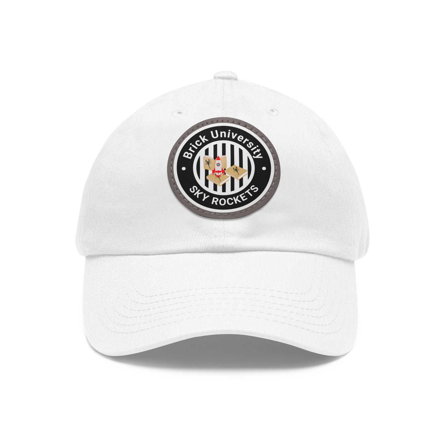 Brick University (Black Design) - Hat with Leather Patch (Round)