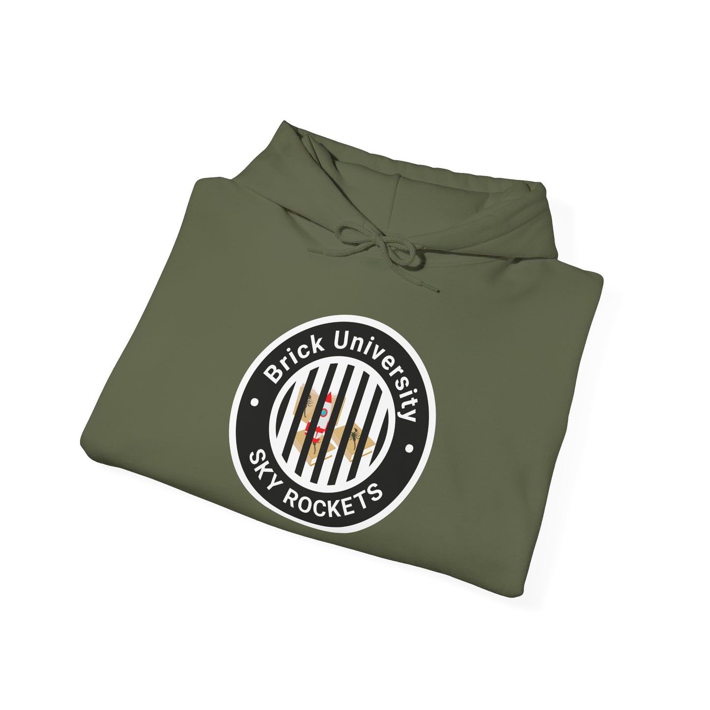 Brick University (Black Design Behind Bars) - Unisex Heavy Blend™ Hooded Sweatshirt
