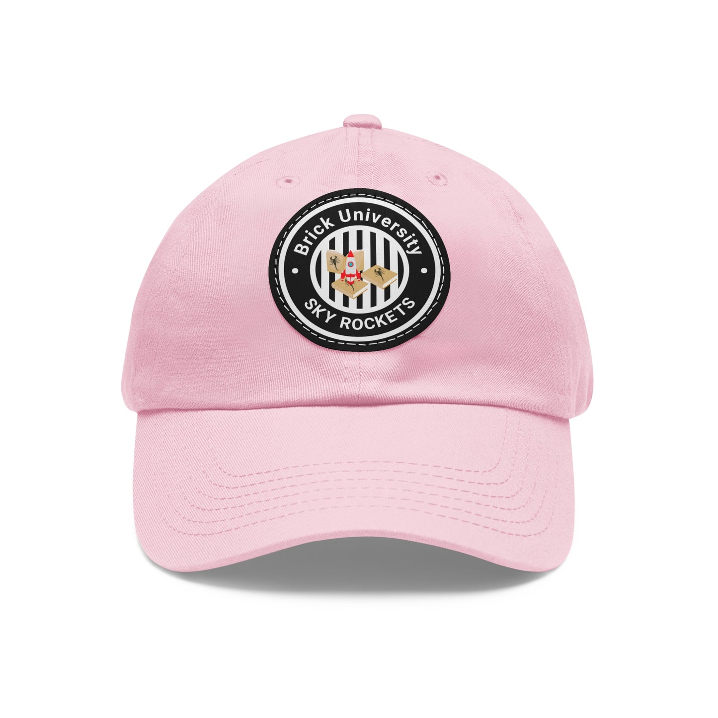 Brick University (Black Design) - Hat with Leather Patch (Round)