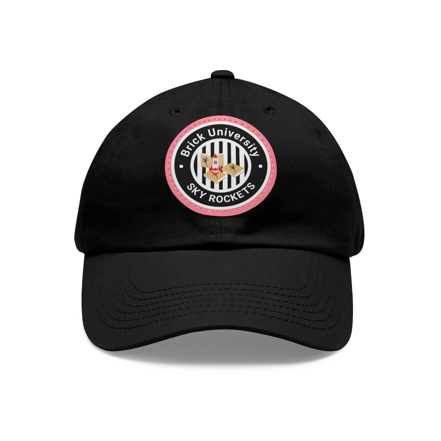Brick University (Black Design) - Hat with Leather Patch (Round)