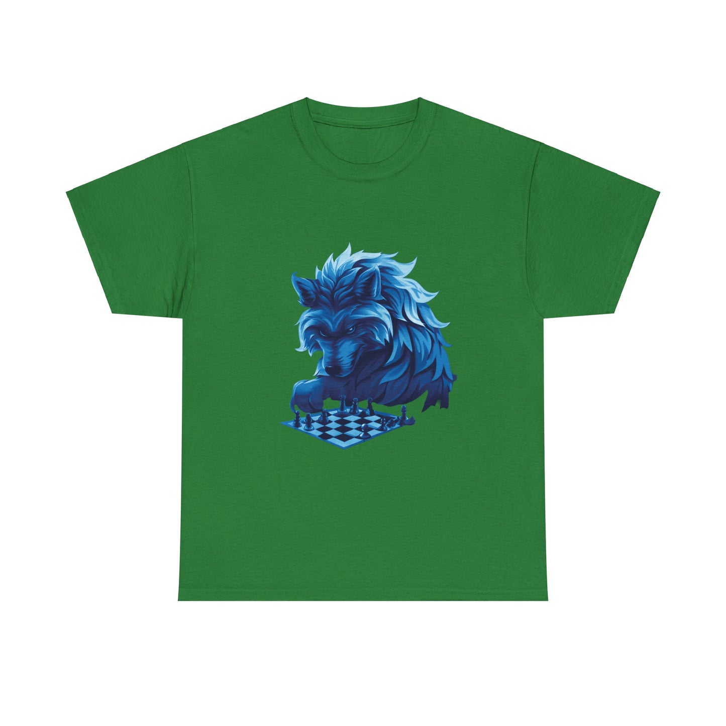Wolf Playing Chess (Blue Team) - Unisex Heavy Cotton Tee