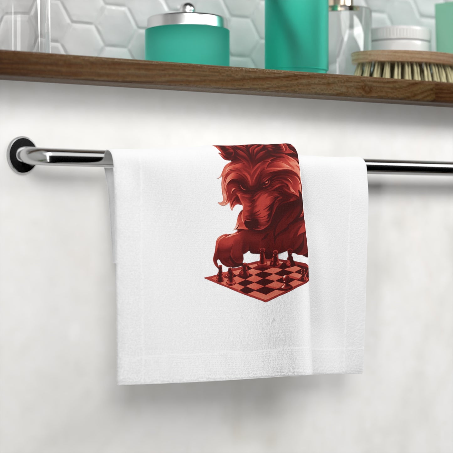 Wolf Playing Chess (RedTeam) - Face Towel