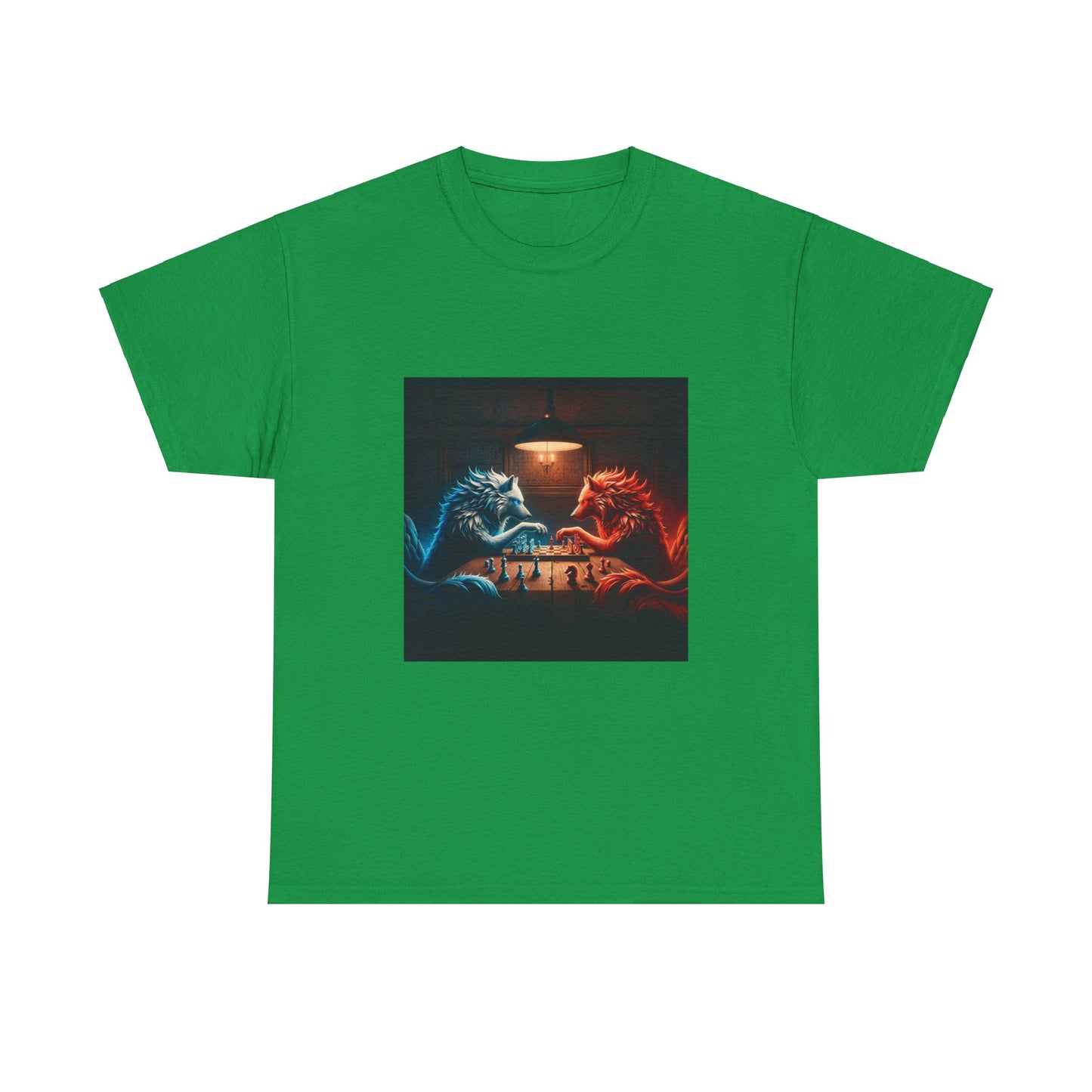 Wolves Playing Chess - Unisex Heavy Cotton Tee