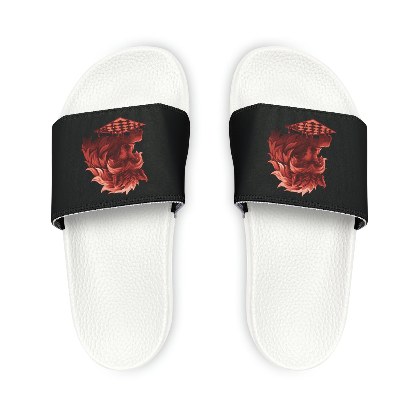 Wolf Playing Chess (Red Team) - Women's Slide Sandals