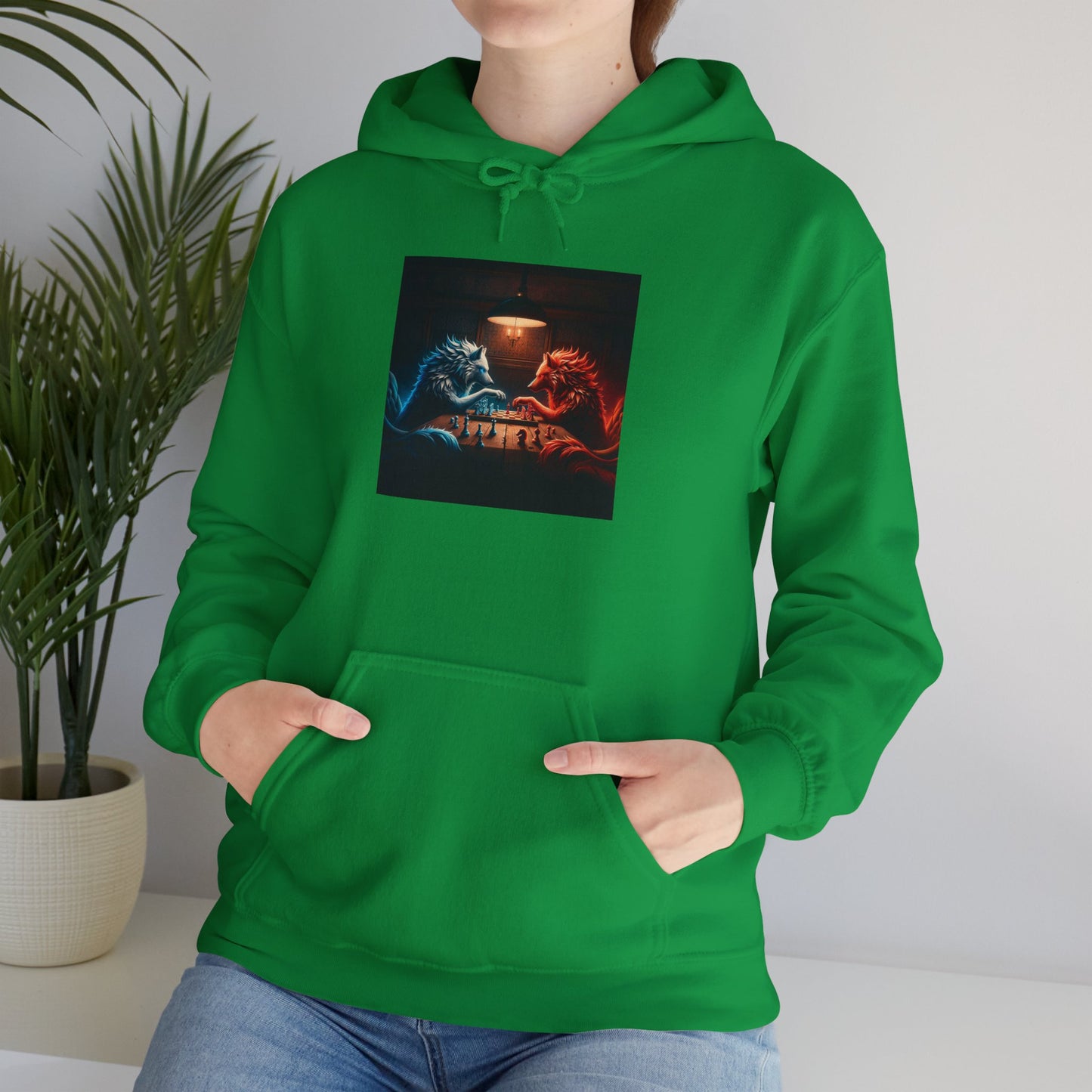 Wolves Playing Chess - Unisex Heavy Blend™ Hooded Sweatshirt