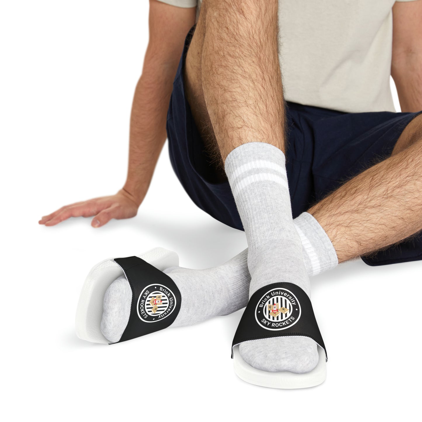 Brick University (Black Design) - Men's Slide Sandals