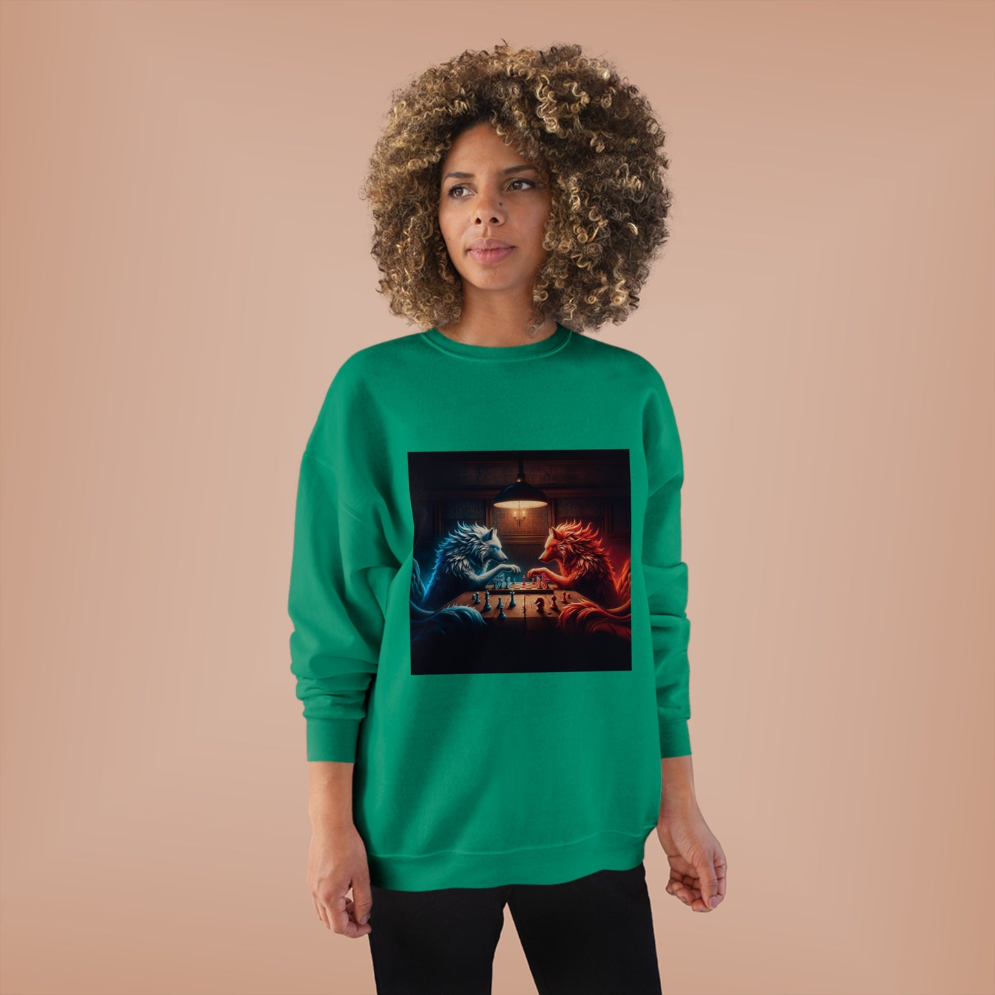 Wolves Playing Chess - Unisex EcoSmart® Crewneck Sweatshirt