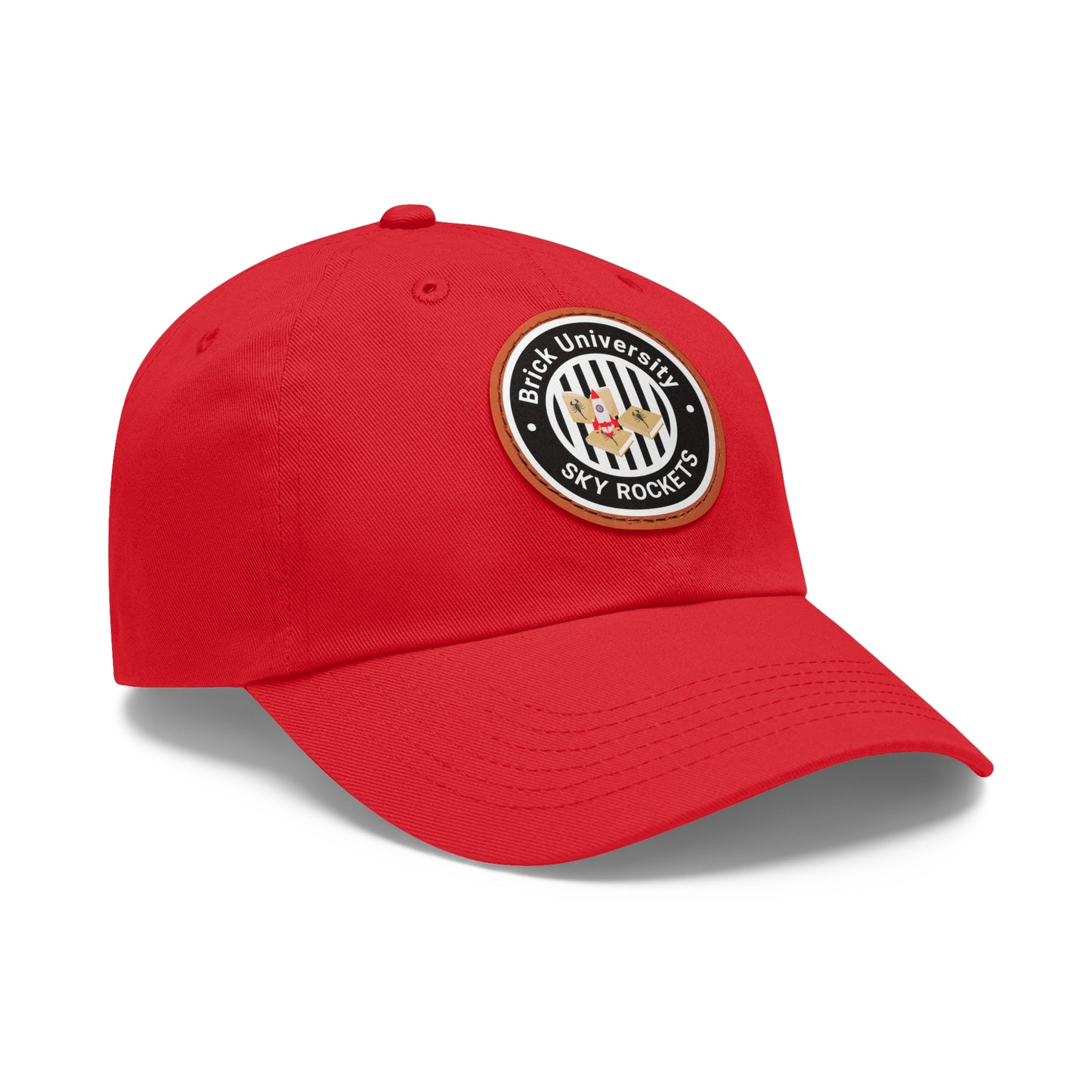 Brick University (Black Design) - Hat with Leather Patch (Round)