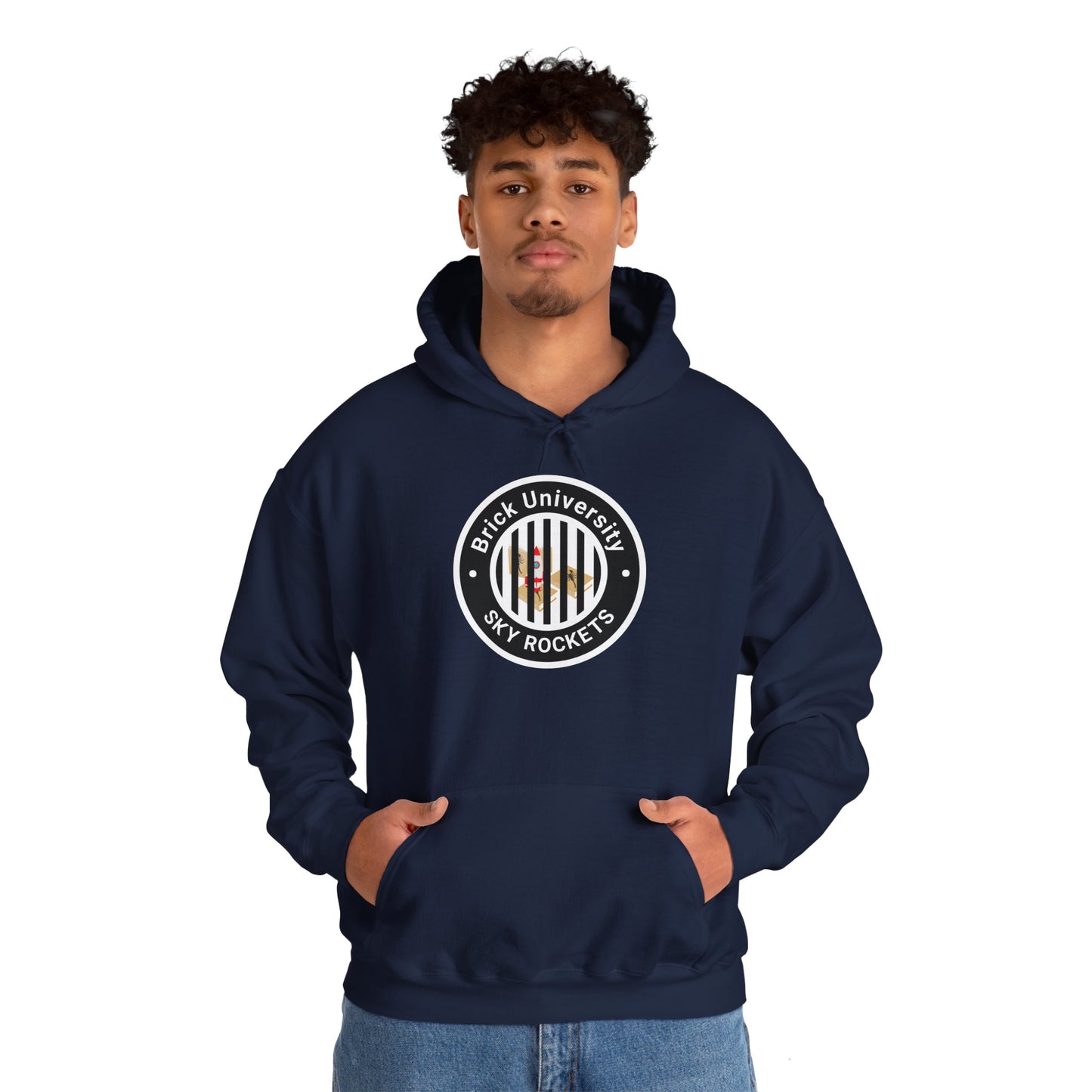 Brick University (Black Design Behind Bars) - Unisex Heavy Blend™ Hooded Sweatshirt
