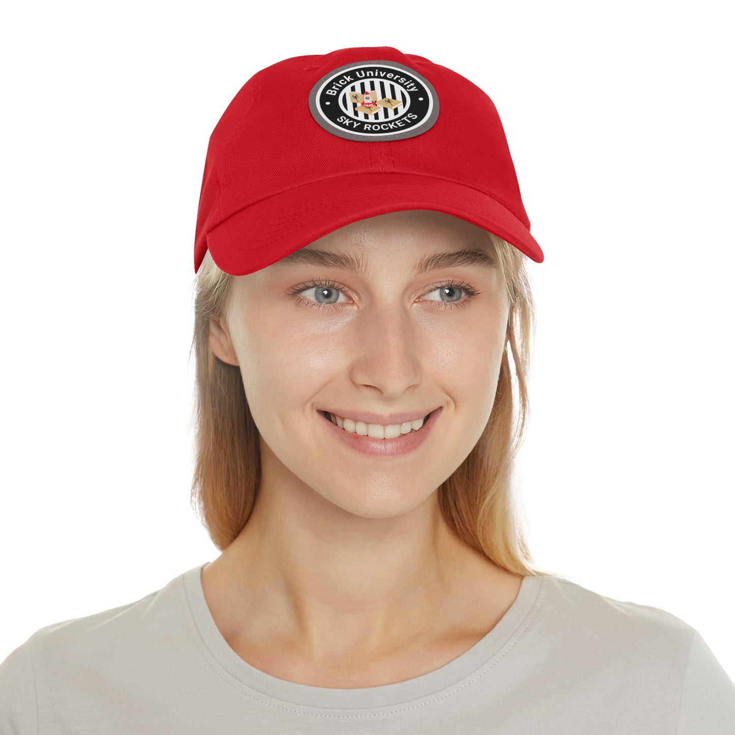 Brick University (Black Design) - Hat with Leather Patch (Round)