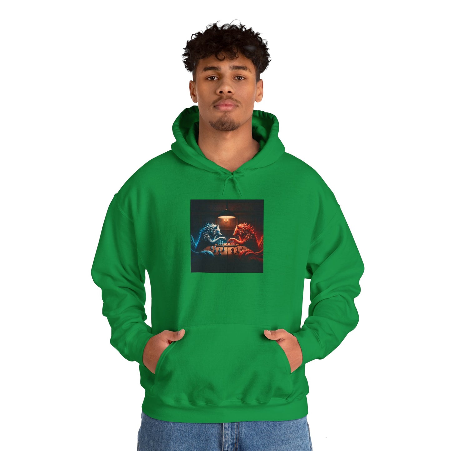 Wolves Playing Chess - Unisex Heavy Blend™ Hooded Sweatshirt