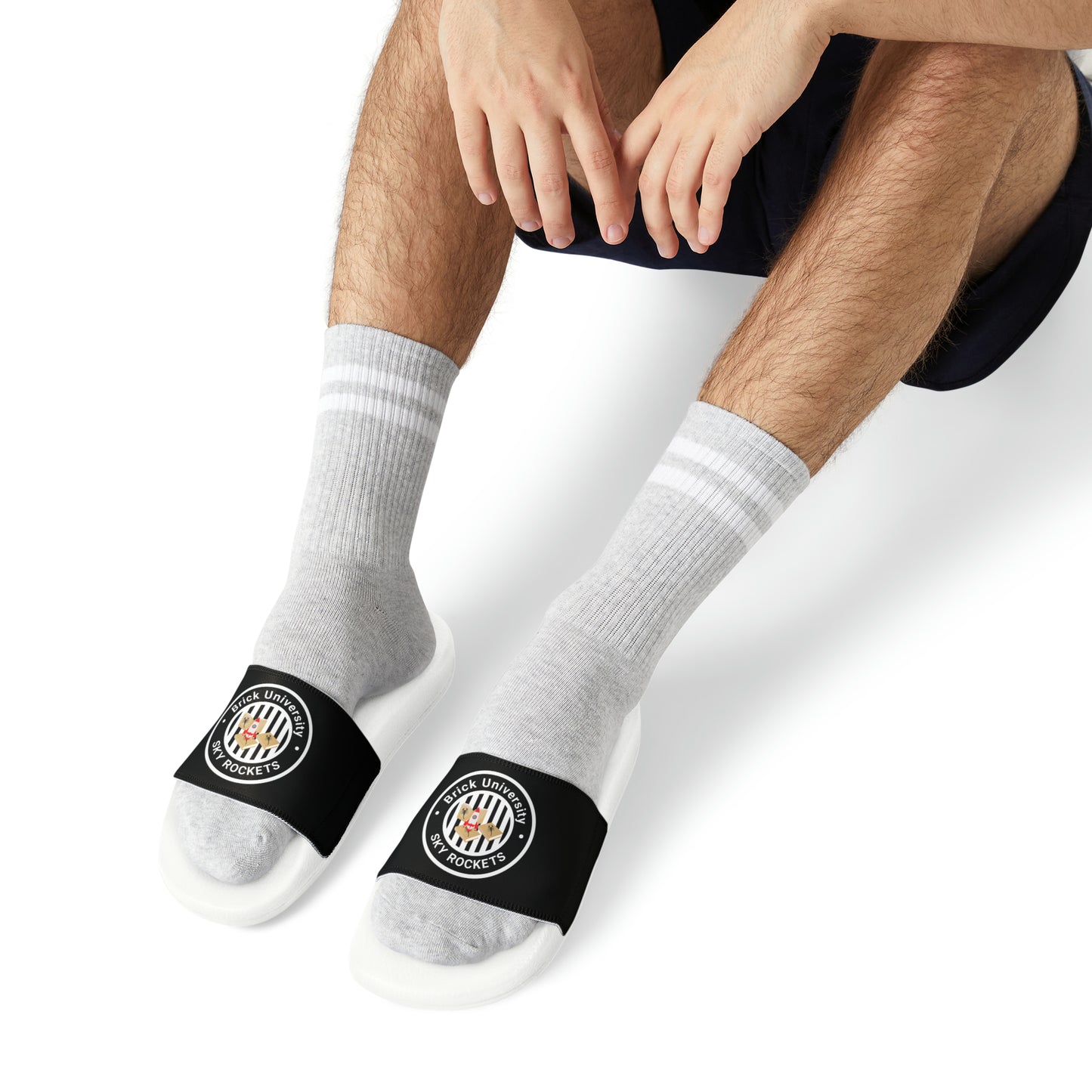 Brick University (Black Design) - Men's Slide Sandals