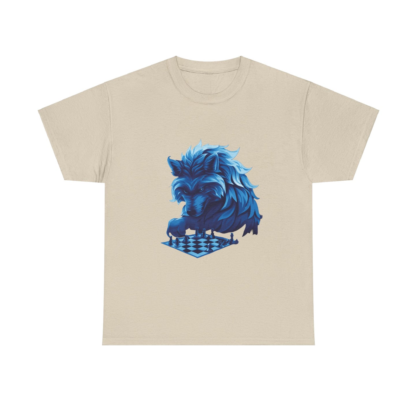 Wolf Playing Chess (Blue Team) - Unisex Heavy Cotton Tee