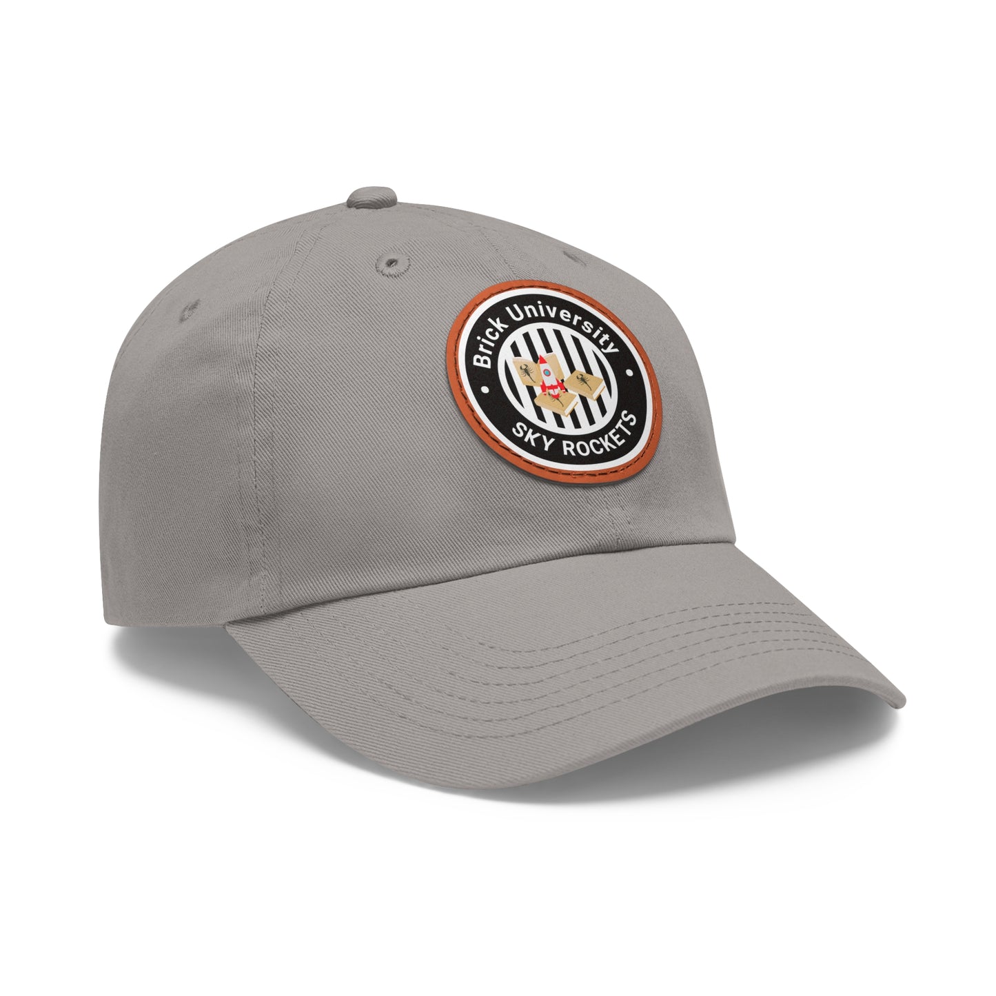 Brick University (Black Design) - Hat with Leather Patch (Round)