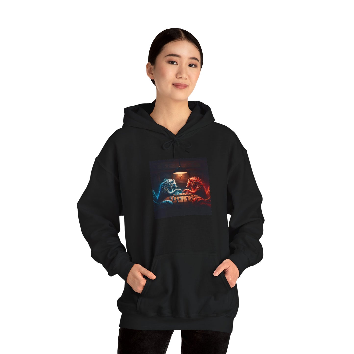 Wolves Playing Chess - Unisex Heavy Blend™ Hooded Sweatshirt