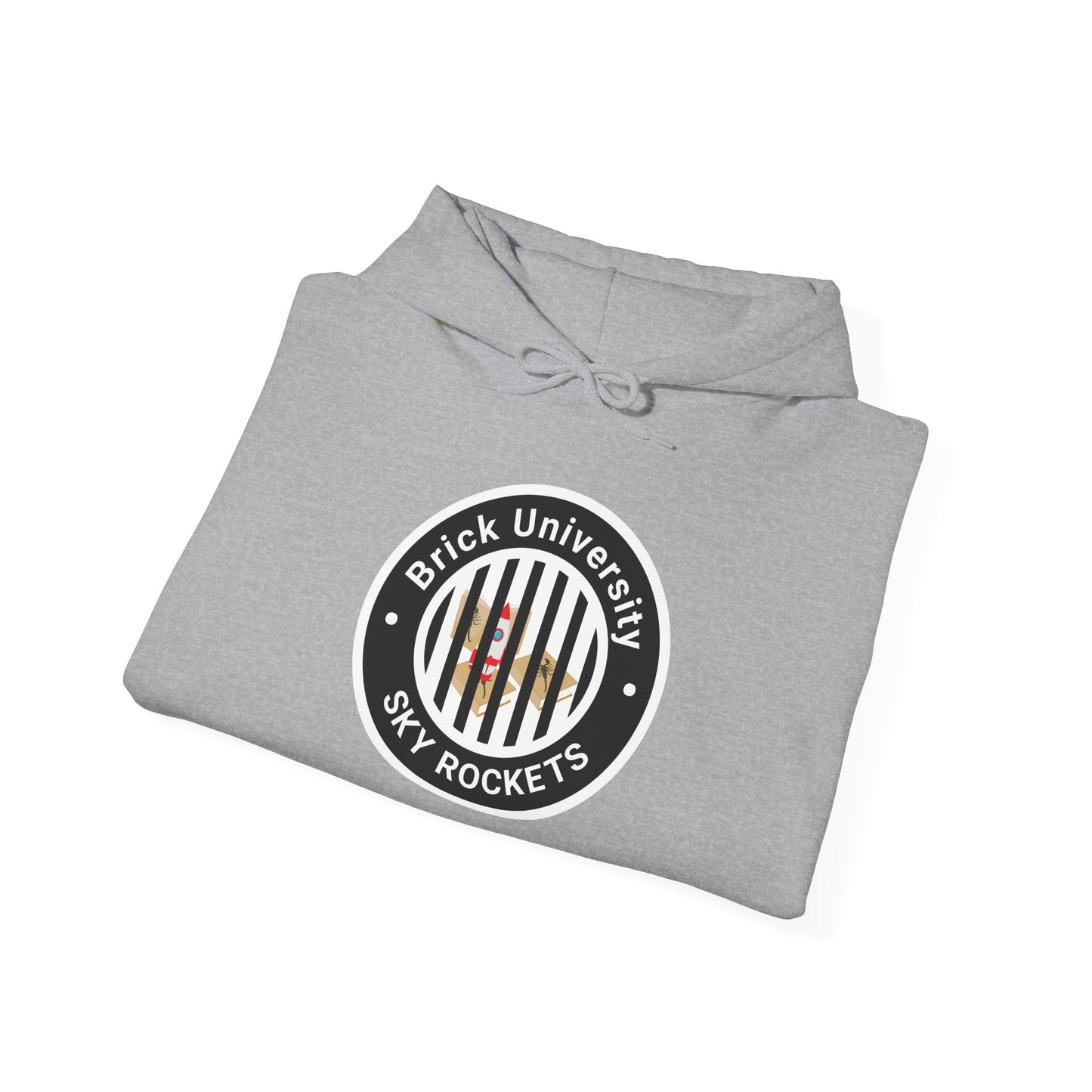 Brick University (Black Design Behind Bars) - Unisex Heavy Blend™ Hooded Sweatshirt