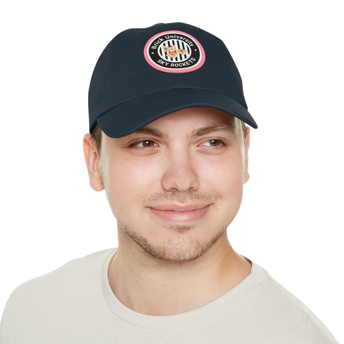 Brick University (Black Design) - Hat with Leather Patch (Round)
