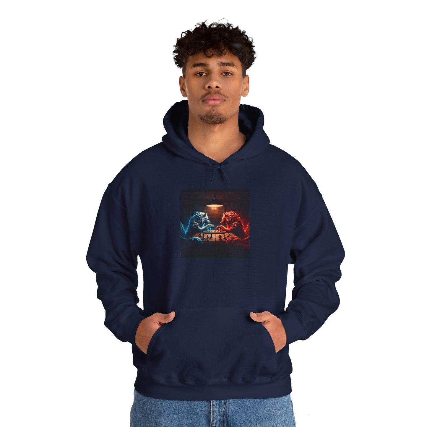 Wolves Playing Chess - Unisex Heavy Blend™ Hooded Sweatshirt