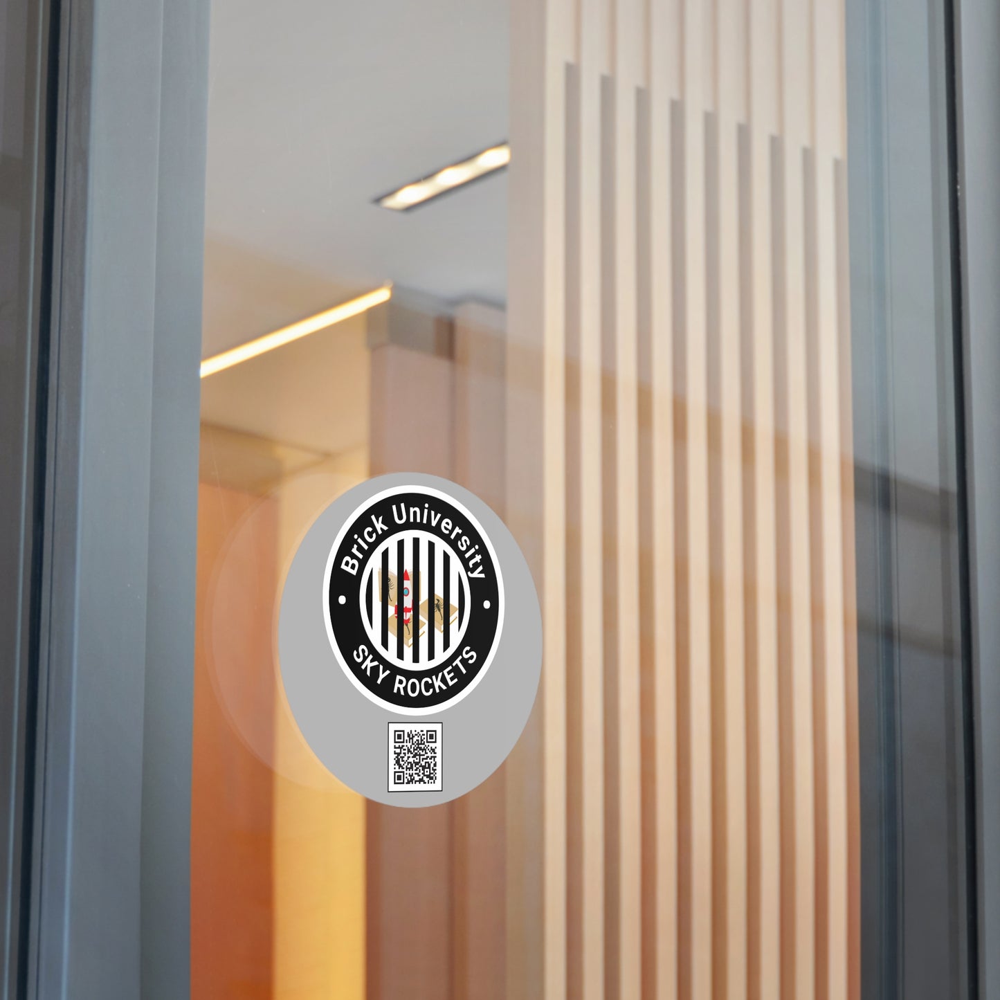 Brick University (Black Design Behind Bars) Round Vinyl Stickers