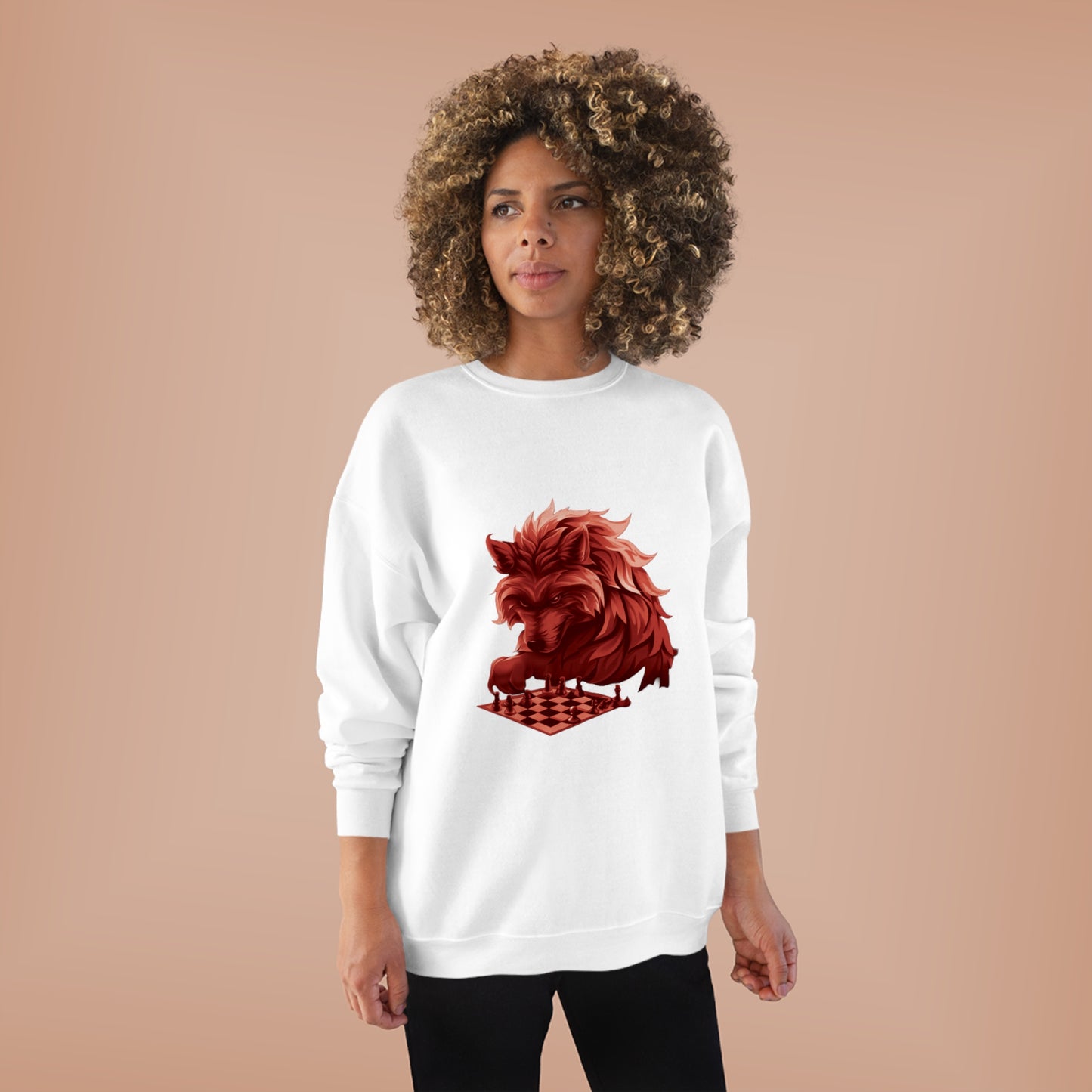 Wolf Playing Chess (RedTeam) - Unisex EcoSmart® Crewneck Sweatshirt