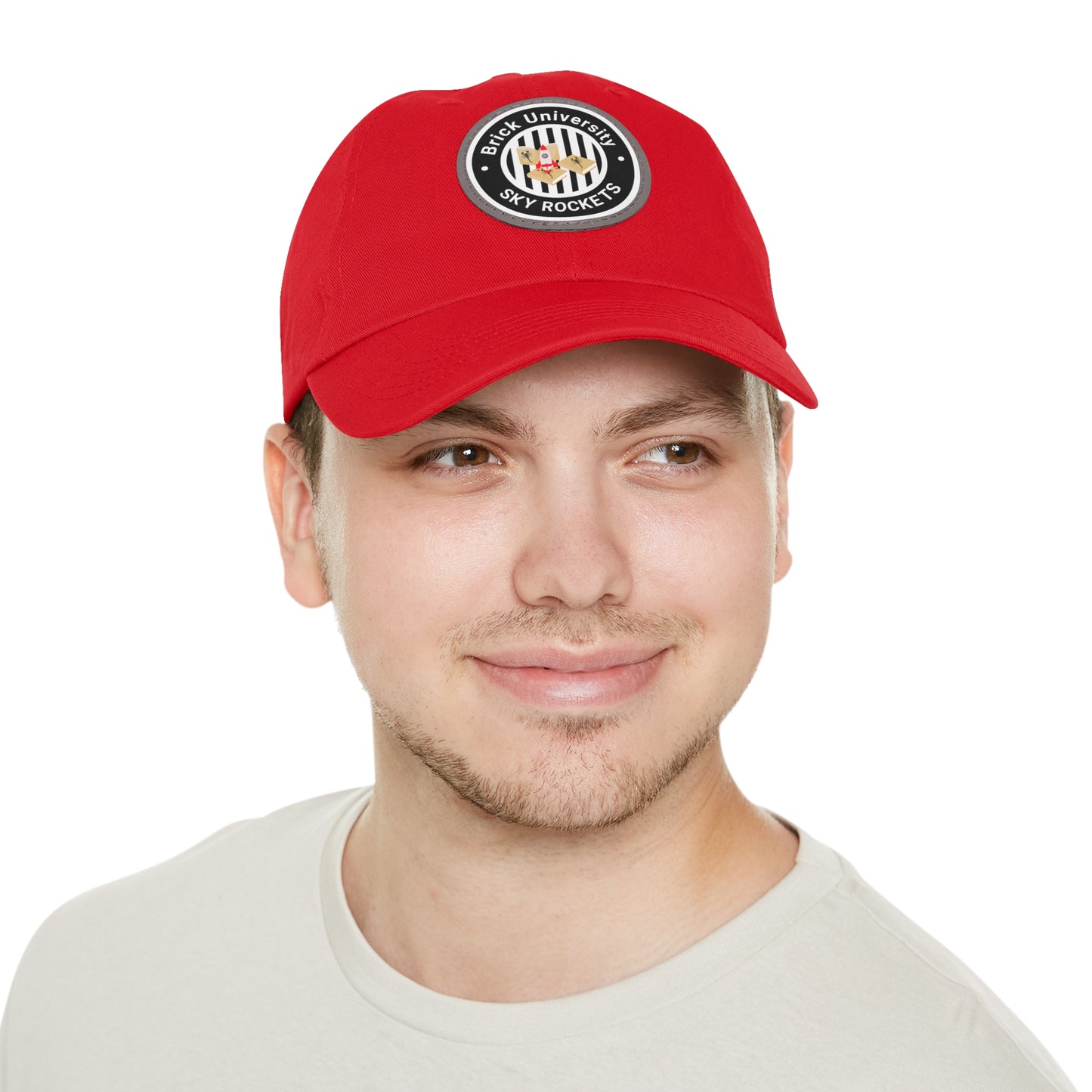 Brick University (Black Design) - Hat with Leather Patch (Round)