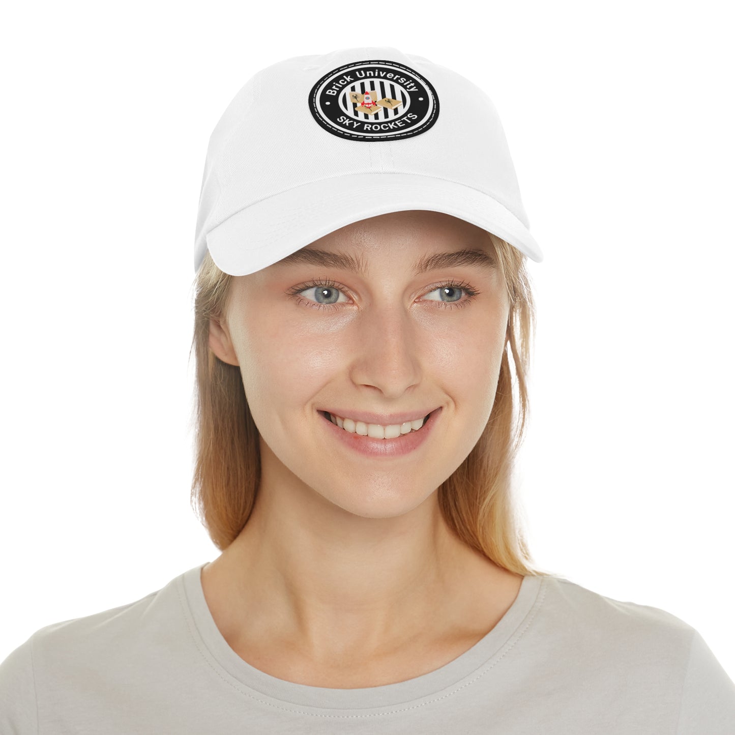 Brick University (Black Design) - Hat with Leather Patch (Round)