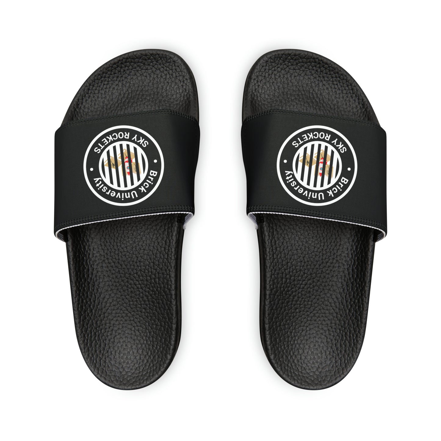 Brick University (Black Design Behind Bars) - Women's Slide Sandals