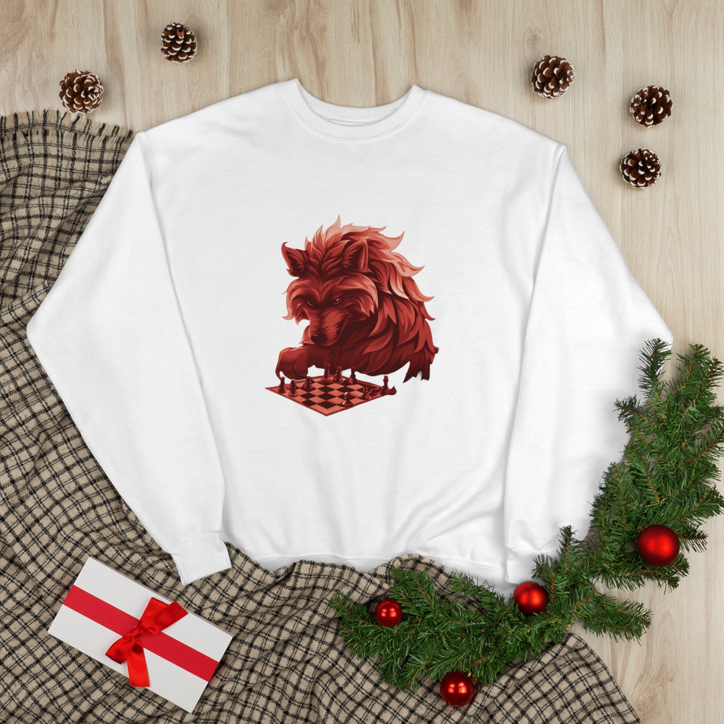 Wolf Playing Chess (RedTeam) - Unisex EcoSmart® Crewneck Sweatshirt